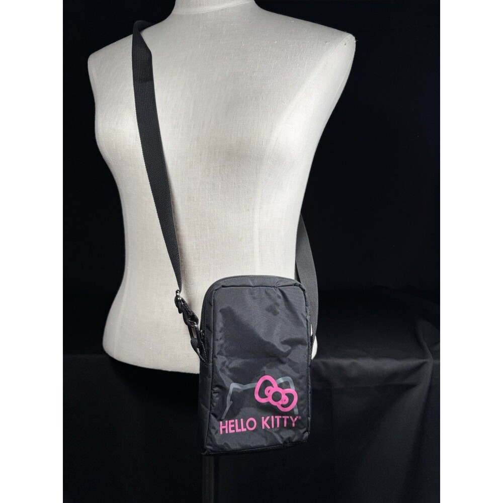 2011 Hello Kitty Black & Pink Vertical Crossbody Messenger Bag - Y2K Scene